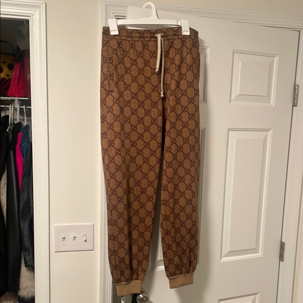 Gucci Brown Monogram Jogger Pants